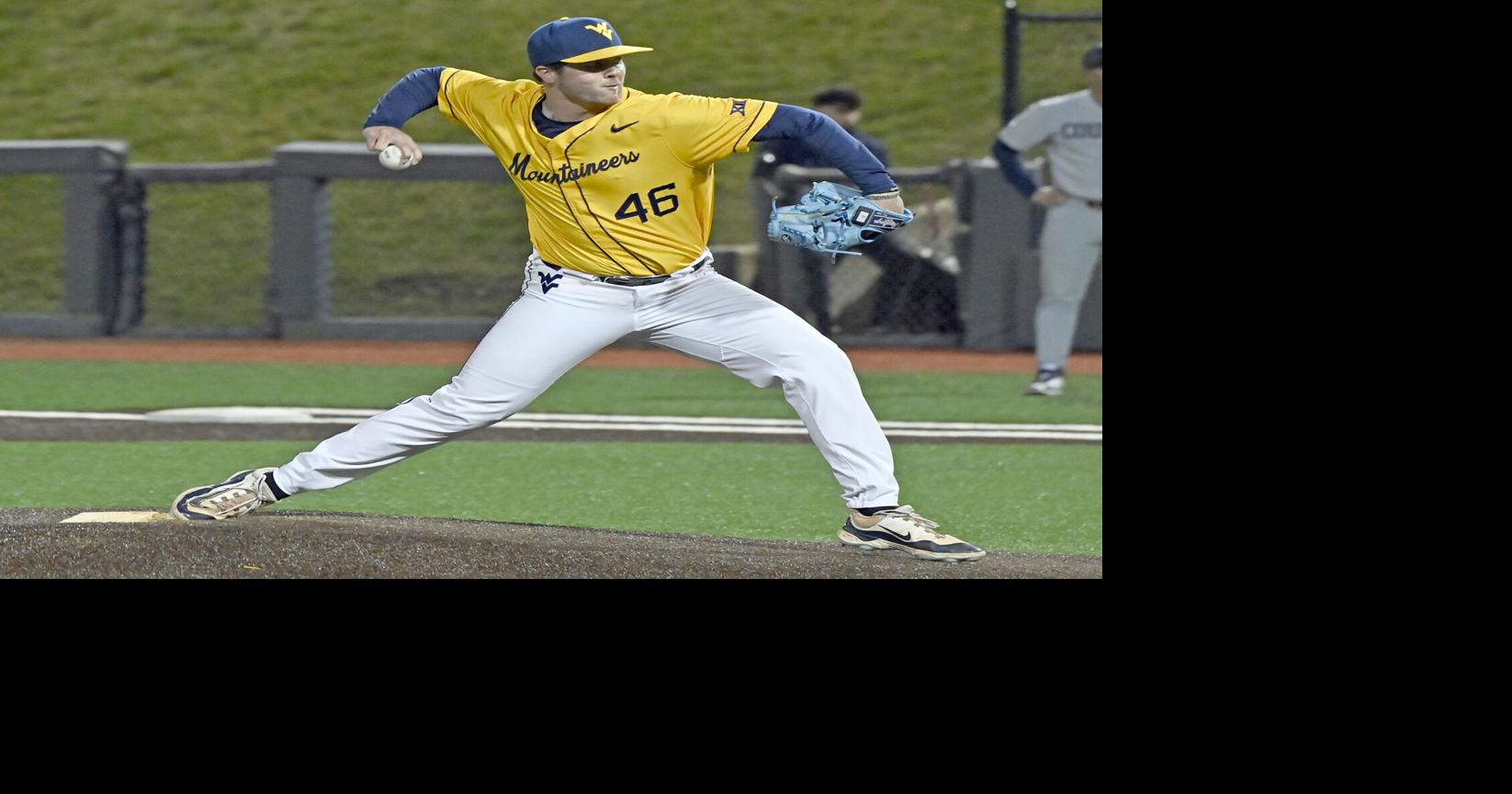 WVU baseball 0308 Hambleton Oliver pitches front West Virginia