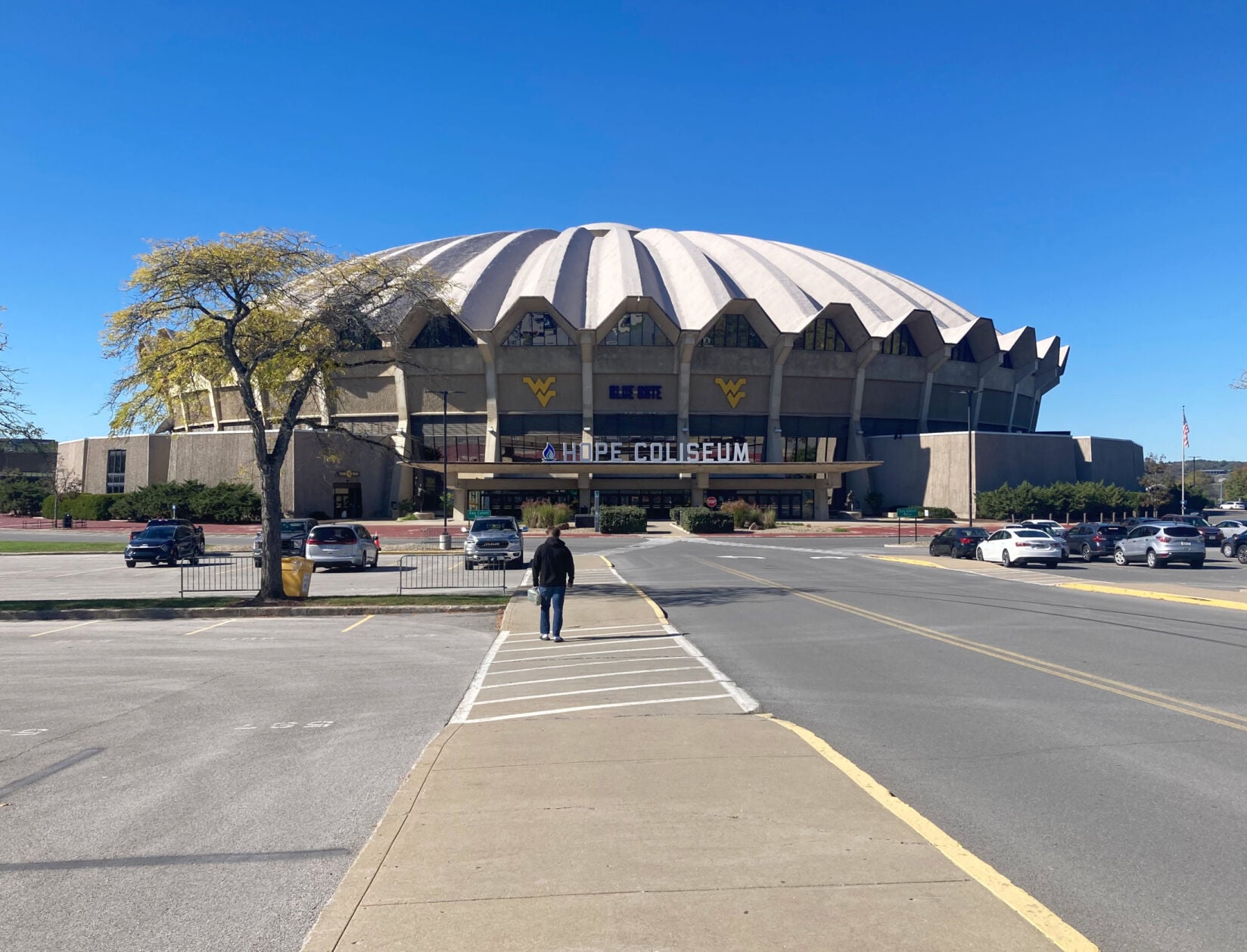 WVU basketball 1016 Hope Coliseum exterior new signage front | West ...