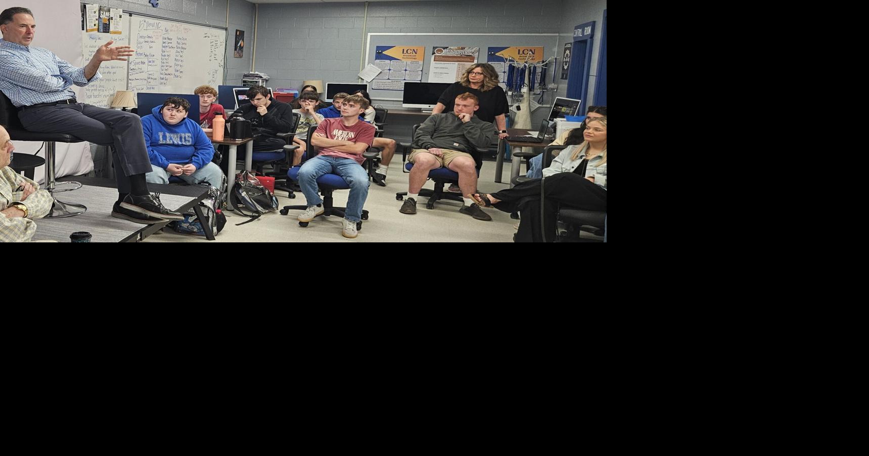 Tony Caridi makes a surprise visit to Lewis County High School