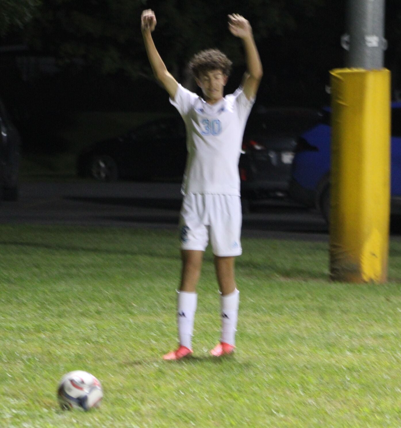Action shot of Falcons 10-0 victory soccer match at Petersburg