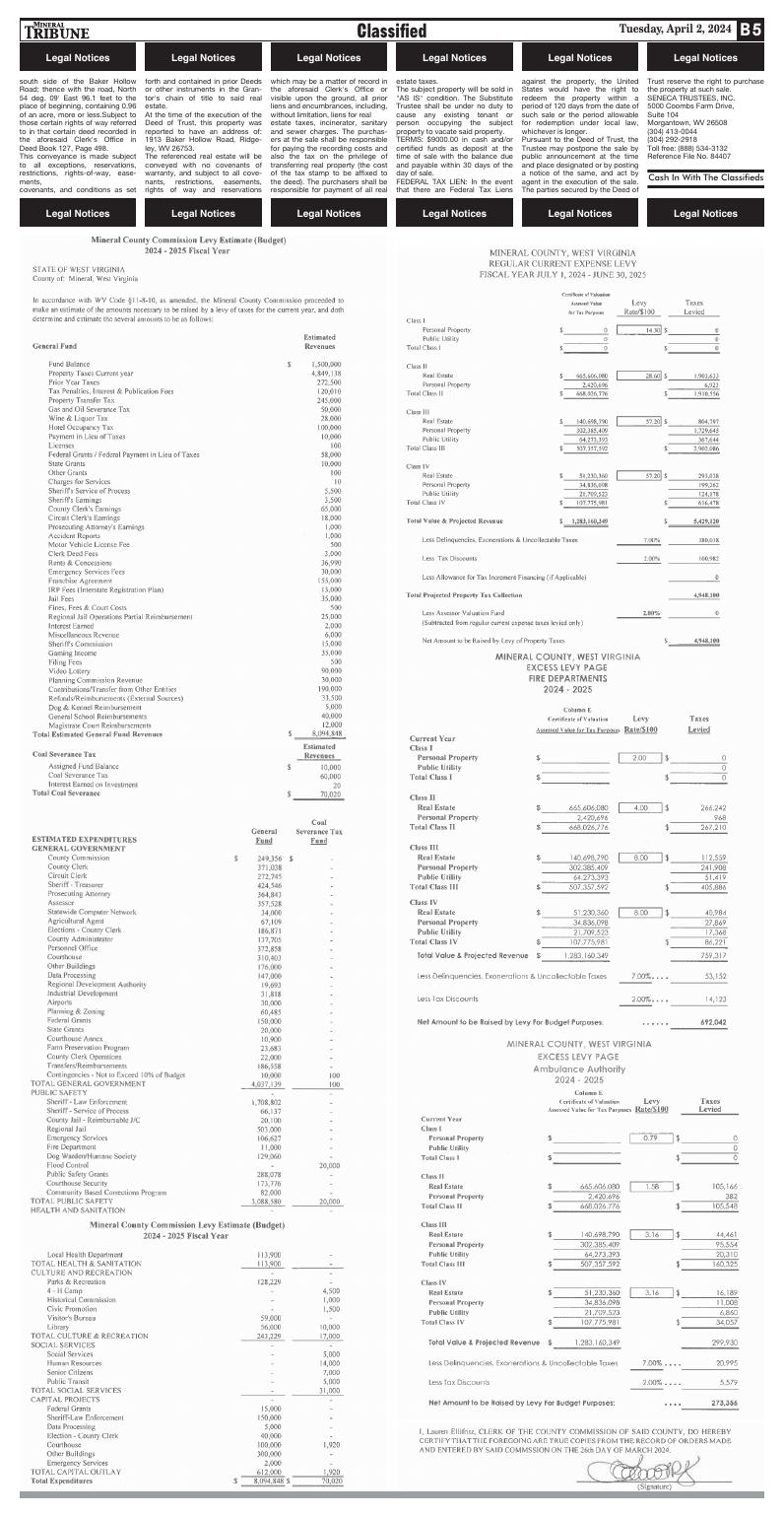 Page B5 Eedition for Mineral County, WV and Keyser, WV