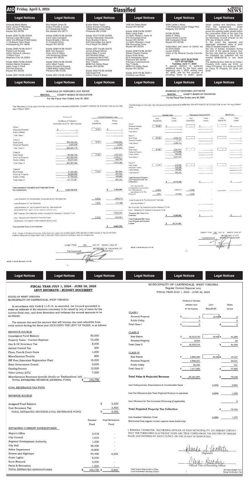 Page A10 Eedition for Mineral County, WV and Keyser, WV