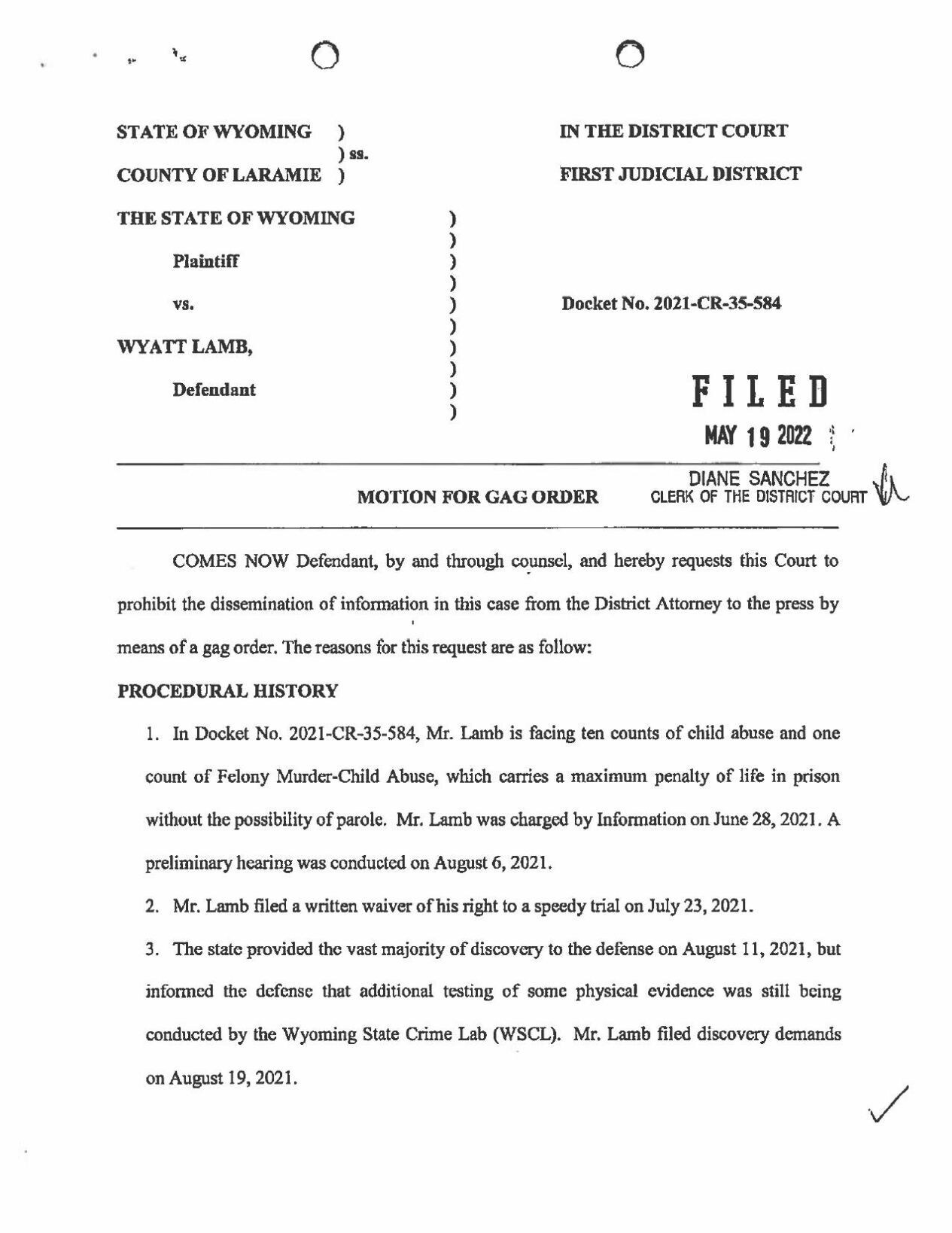 Motion for gag order | | wyomingnews.com