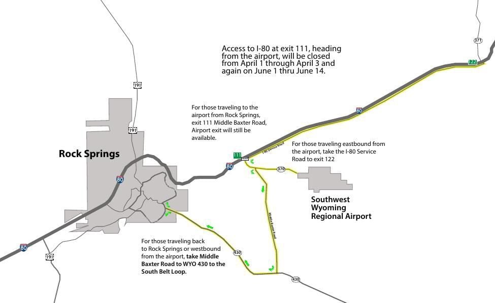 Map Of I 80 In Wyoming Rock Springs I 80 Detour Map Wyomingnews Com