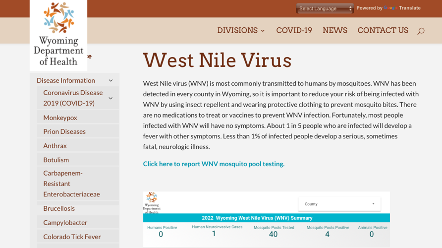 City of Cheyenne announces first case in 2022 of West Nile virus