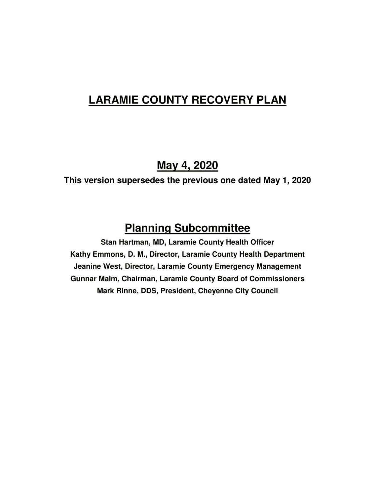 State approves Laramie County phased plan to reopen economy Local