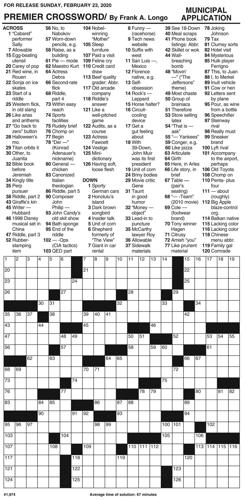 Crossword puzzle for Feb. 22, 2020 | Entertainment ...