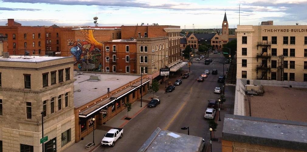 Aerial view of downtown Cheyenne