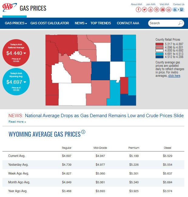 Wyoming Gas Prices Now Higher Than US Average | News | Wyomingnews.com