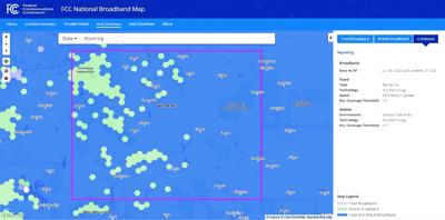 Wyoming broadband map from FCC website