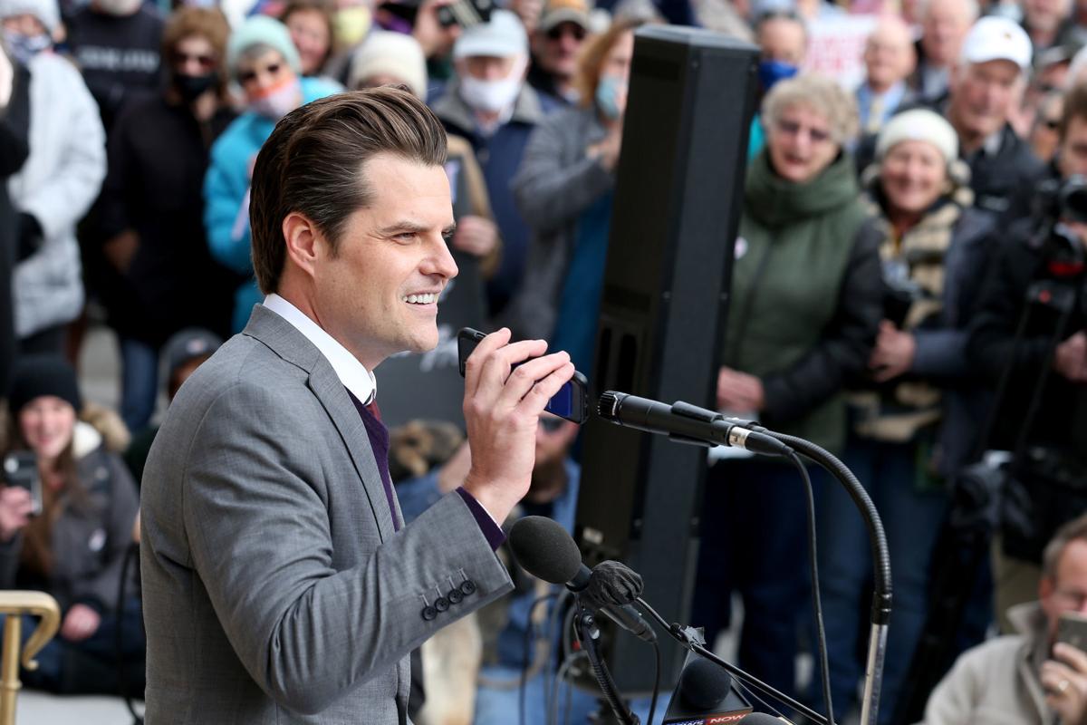 Hundreds gather outside Capitol to hear Gaetz, Trump Jr. criticize Cheney | Laramieboomerang ...