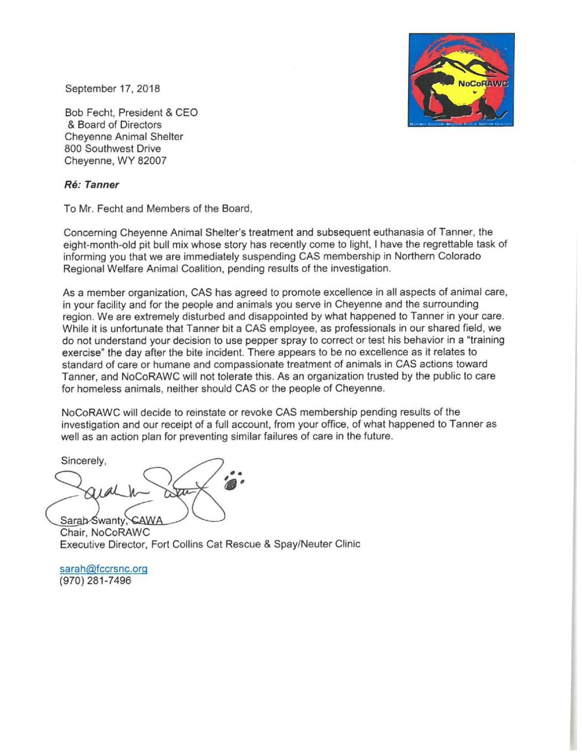Northern Colorado Regional Animal Welfare Coalition Statement Pdf