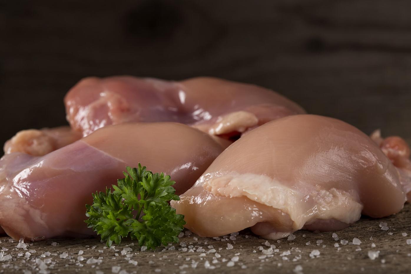 Raw Boneless Skinless Chicken Breast Portions (pieces/trim) blast