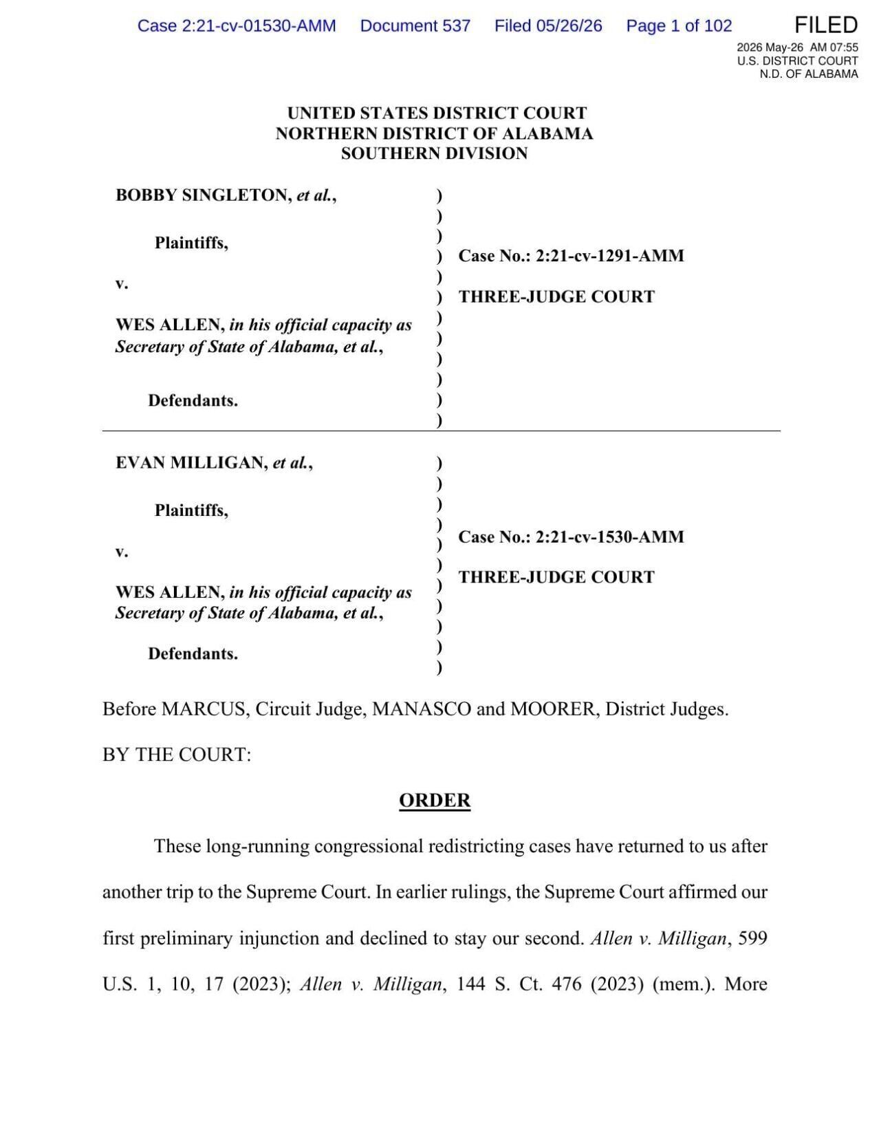 Federal judges temporarily block Alabama redistricting map | National ...