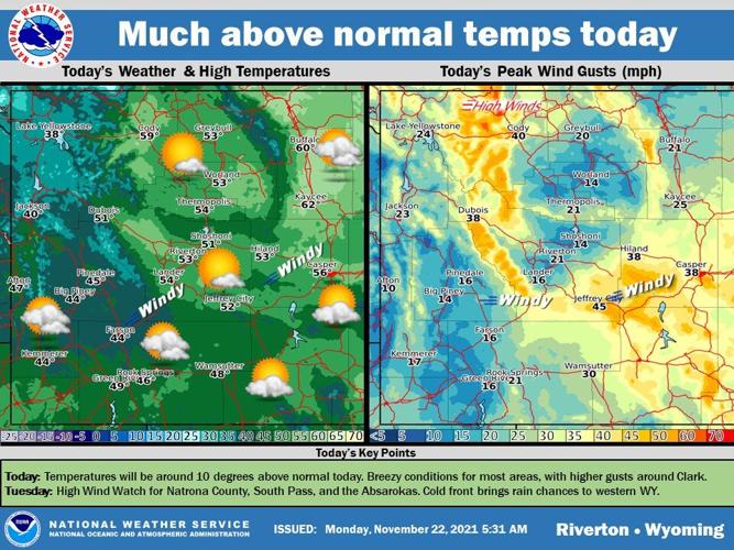 Above normal temperatures today, breezy | Local News | wyotoday.com