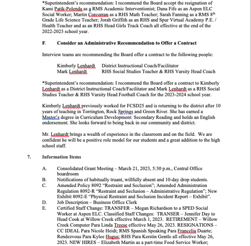 FCSD25 Trustees To Adopt ’23’24 School Calendar; Hire RHS Football