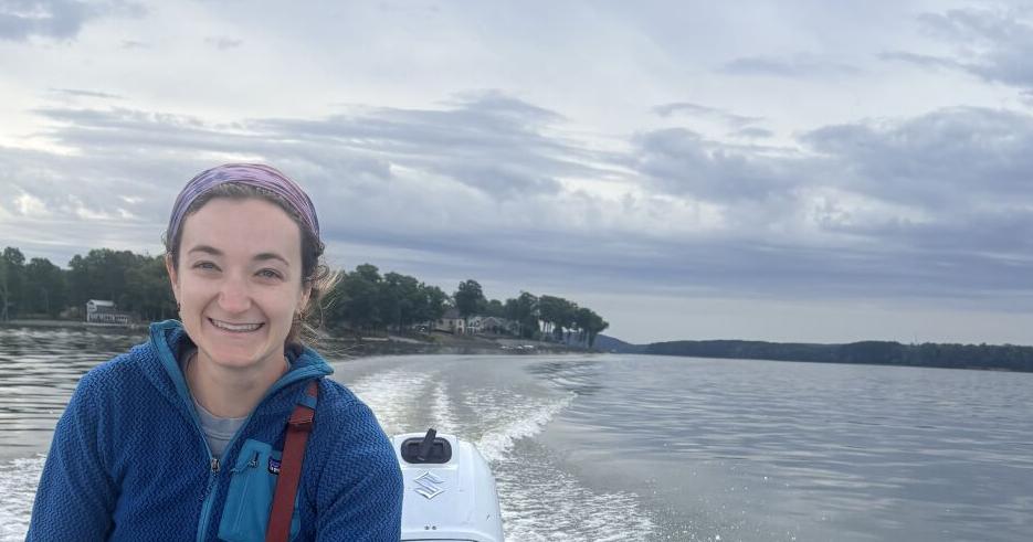 Yadkin Riverkeeper on meet and greet tour with long paddle of Yadkin River