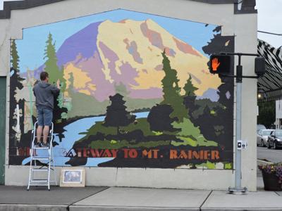 Mount Rainier Mural Takes Shape In Heart Of Yelm News
