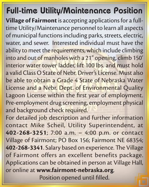 VILLAGE OF FAIRMONT - Ad from 2023-05-24
