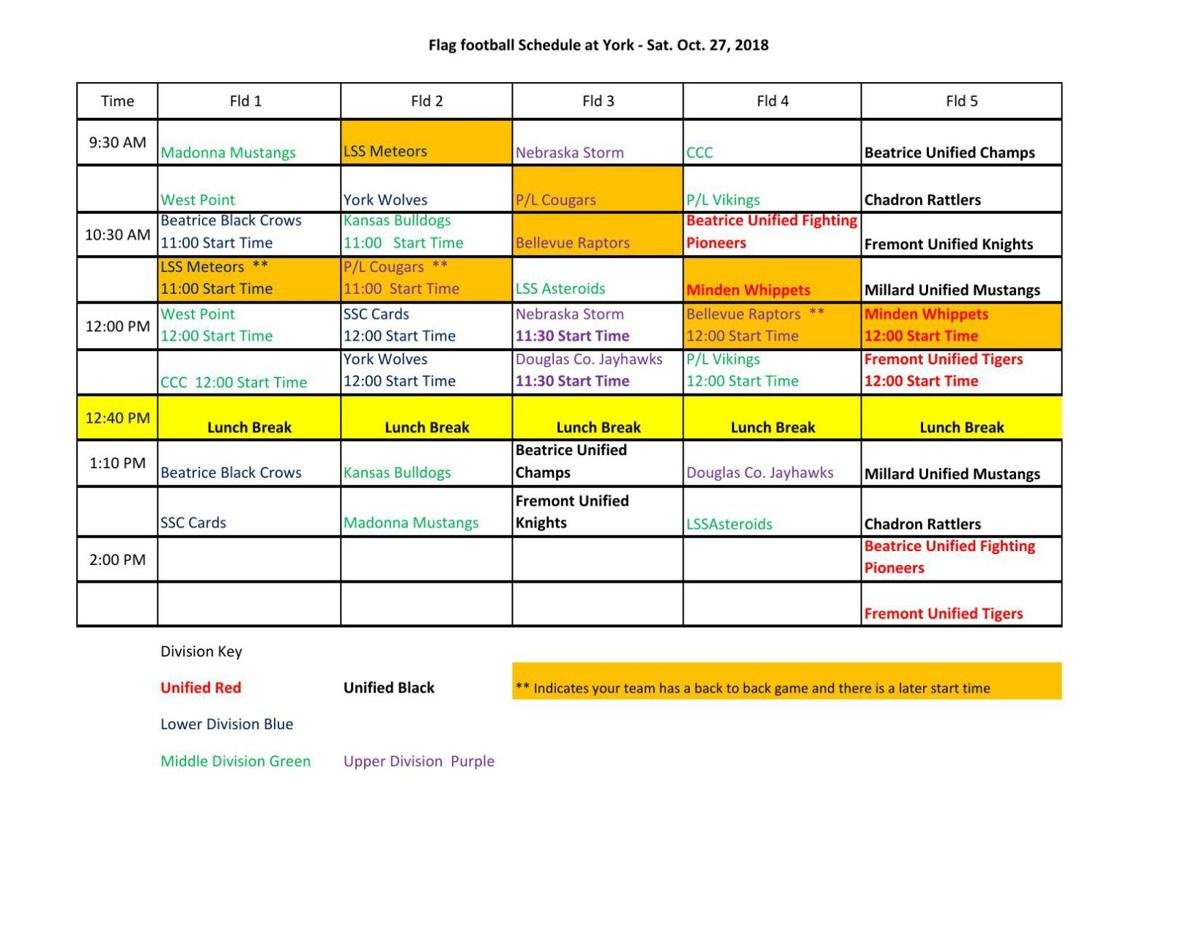 Special Olympics Football Schedule
