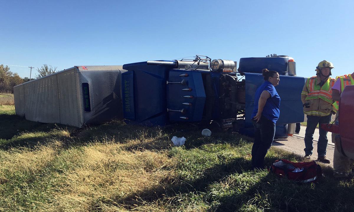 Semi overturns near McCool Junction