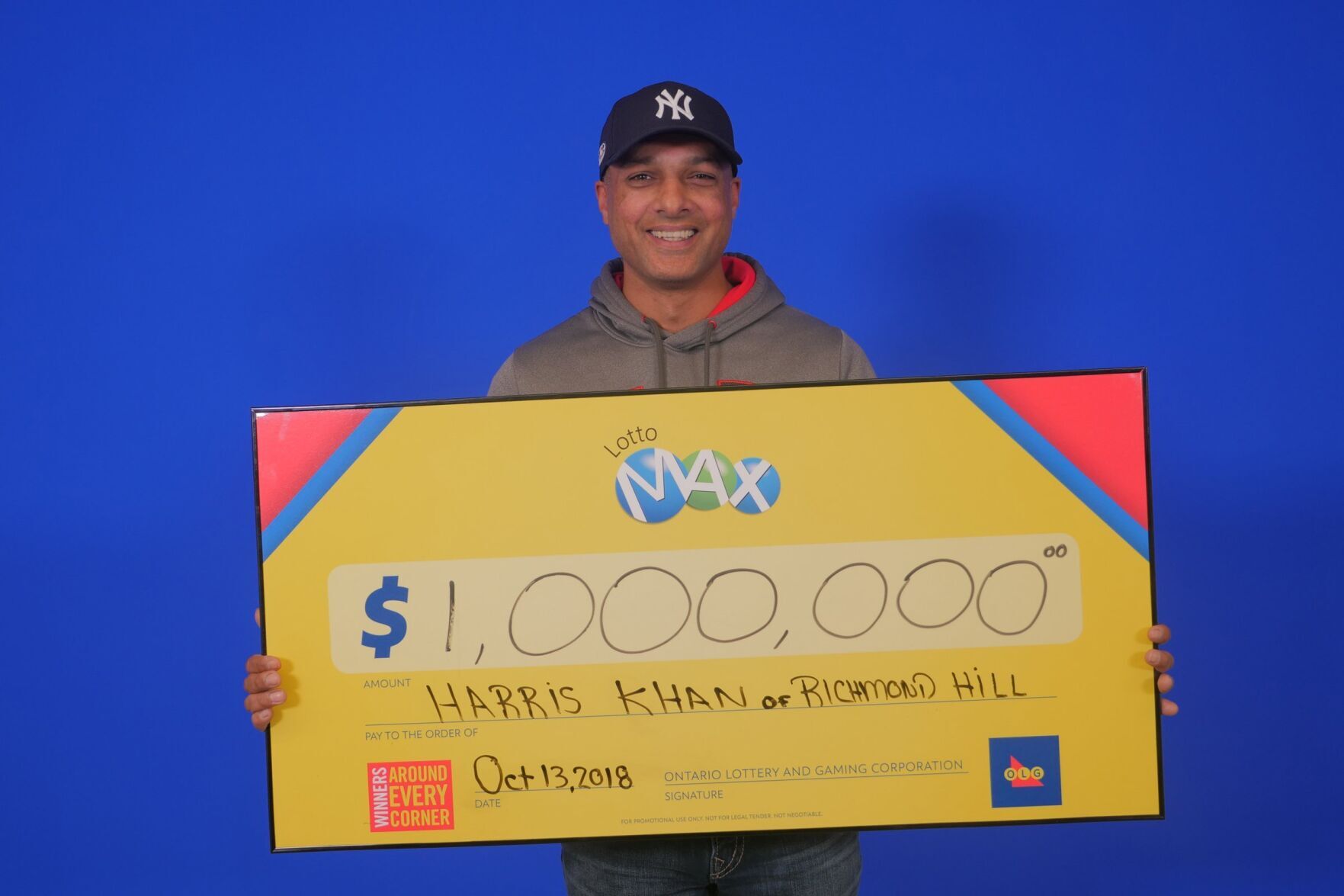 Harris Khan of Richmond Hill scores a 1 million prize in Lotto