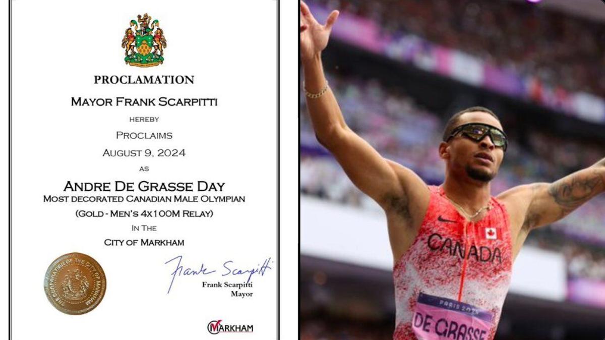 萬錦宣布2024年8月9日為Andre De Grasse Day