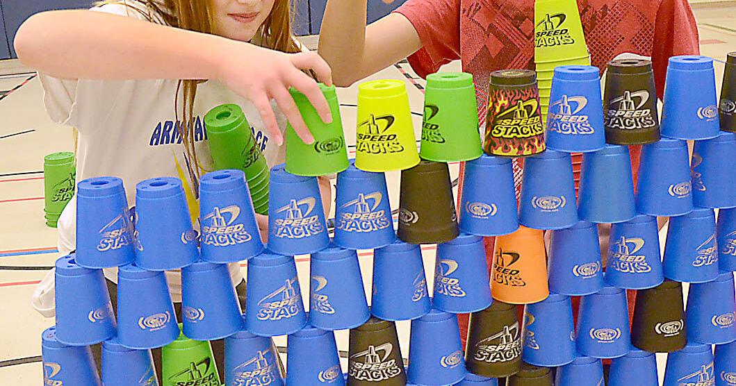 Armitage Village Public School students sport stack for world record