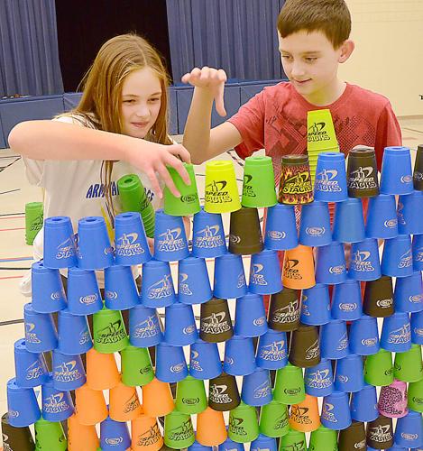 Armitage Village Public School students sport stack for world record