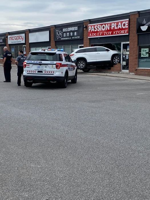 SUV slams into Newmarket adult toy shop