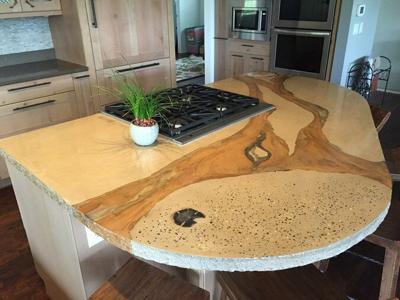 Concrete Kitchen Countertop with Wood Drainboard DC Custom Concrete