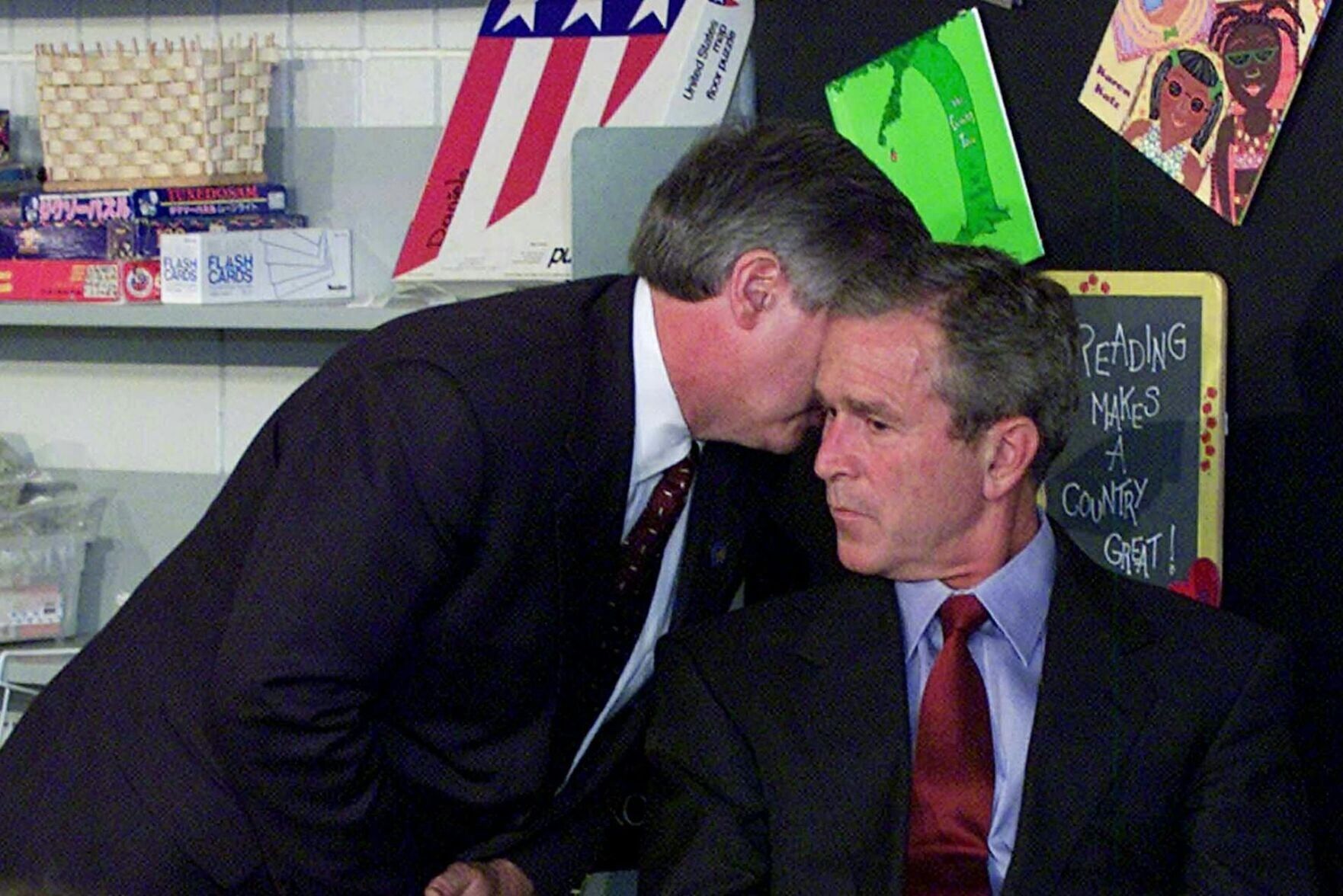 <a href="https://www.youralaskalink.com/arts_and_entertainment/health/president-george-w-bush-reacts-in-a-sarasota-fla-classroom-after-being-told-of-the/image_3760f650-2d2a-5253-aaa4-024d4d8ae7d7.html" target="_blank">President George W. Bush reacts in a Sarasota, Fla., classroom after being told of the terrorist attacks in New York and Washington on Sept. 11, 2001.</a>