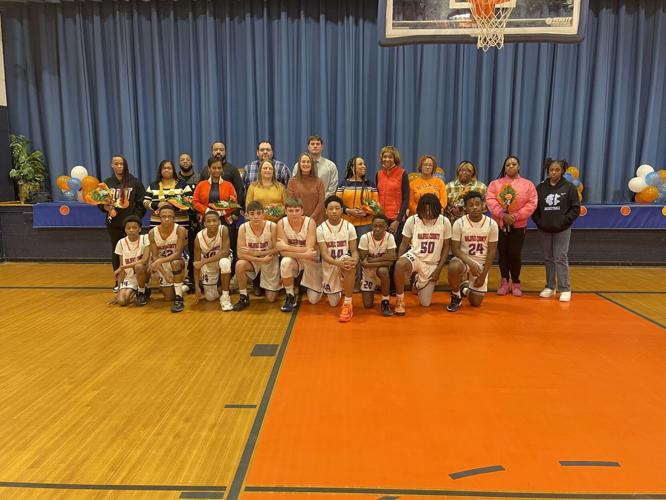 Boys middle school hoopers celebrate eighth graders with doubledigit