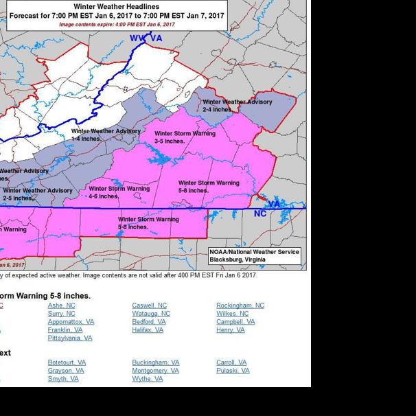 Update 5 To 8 Inches Of Snow Possible Winter Storm Warning