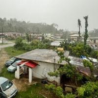 Heavy rain was falling in Saipan, the main island of the Northern Marianas, as Super Typhoon Bavi approached