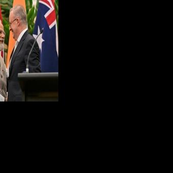 Indian Prime Minister Narendra Modi shakes hands with Australian leader Anthony Albanese during his last visit to Australia in 2023